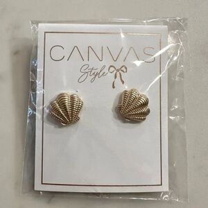 Canvas style seashell earrings